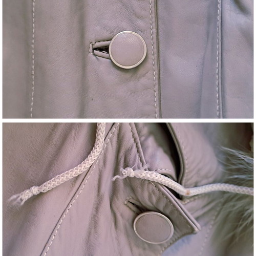 Vintage women's leather coat used, beige, size M