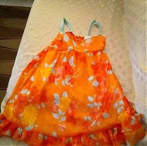 Παιδικό κοριτσίστικο φόρεμα πορτοκαλί με λουλούδια για 12 χρόνων, γνήσιο babylon!!