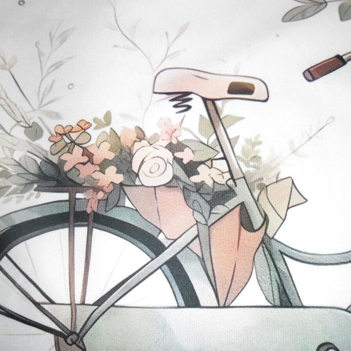 Decorative pillow cover with bicycle design, new, 45x45 cm
