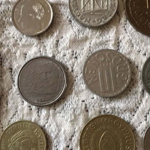 Various old coins used, vintage
