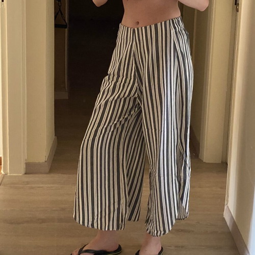 Pull & Bear high-waisted striped culottes, black and white