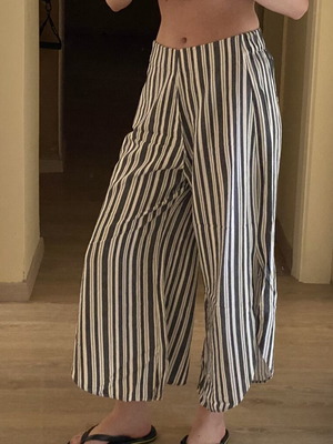 Pull & Bear high-waisted striped culottes, black and white