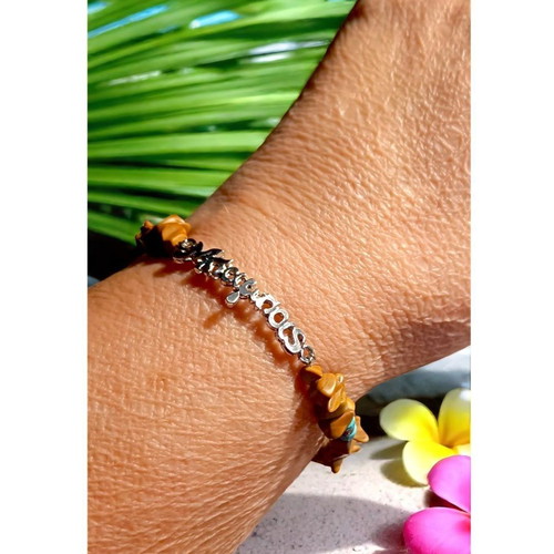 Handmade Dad bracelet with semi-precious stones and steel clasp new