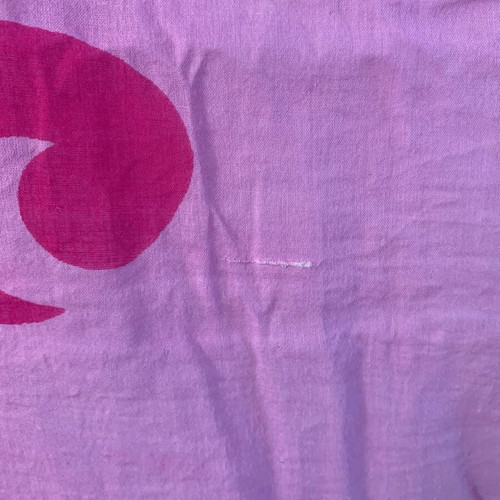 Vintage pareo used, pink and yellow cotton