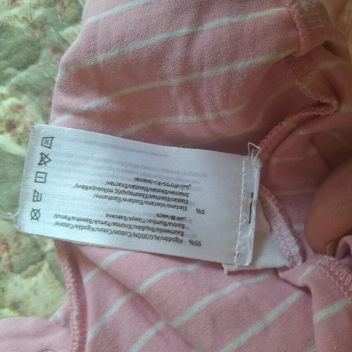 Mayoral baby romper 6-9 months pink with white stripes and bears