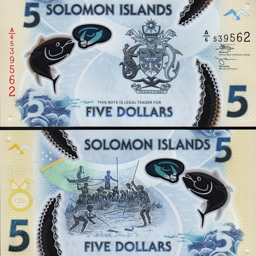 Solomon Islands 5 Dollars 2022 New Polymer Banknote