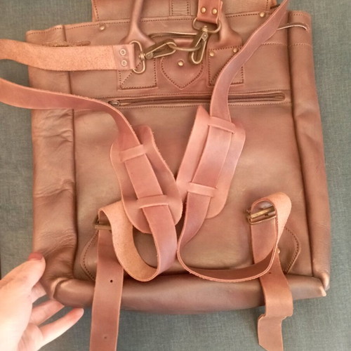 Handmade leather backpack 100% leather like new, brown