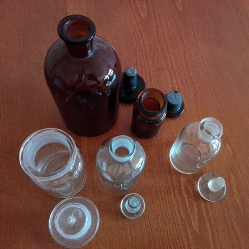 Vintage apothecary bottles set of 5 amber and clear glass