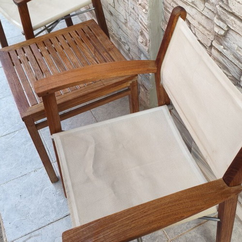 Gloster set of 2 armchairs and table