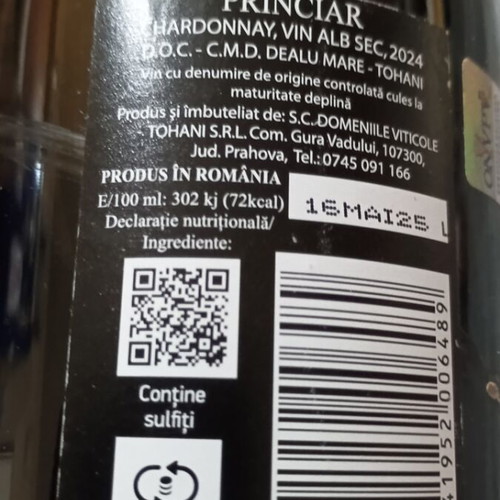 Princlar Chardonnay de Tohani 2024 new Romanian wine