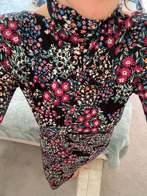 Pink Woman midi dress like new, multicolored with open back