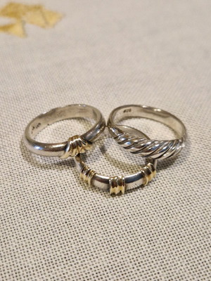 Silver rings with gold details, size 54-56, choice of 1 from 3
