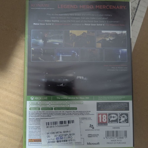 Metal Gear Solid V Ground Zeroes Xbox 360 new