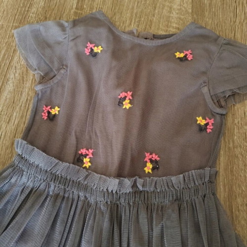 Mothercare toddler grey dress with embroidered flowers and tulle like new 18-24 months