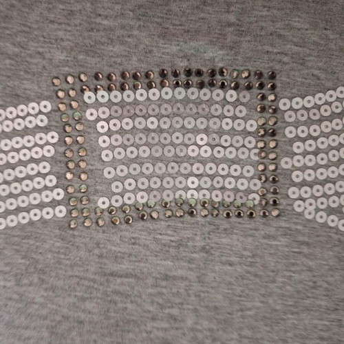 FIDELE gray sleeveless viscose top with sequin belt design like new