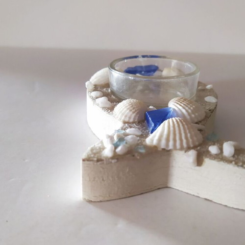 Wooden tealight holder used, fish-shaped, Lefkada souvenir