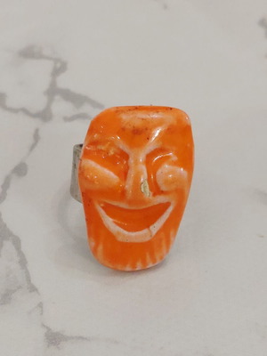 Vintage ceramic ring from the 70s, used with visible wear