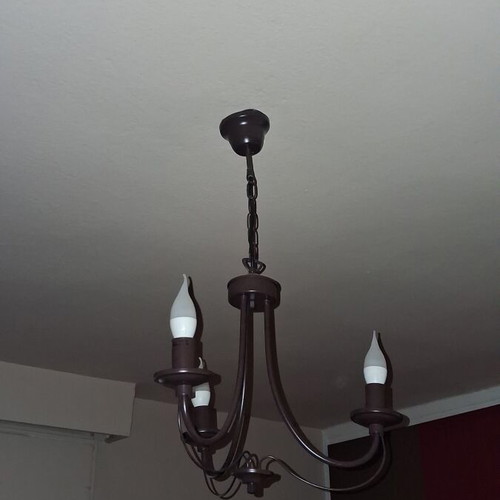 Three-light hanging ceiling lamp, metal, brown-bronze