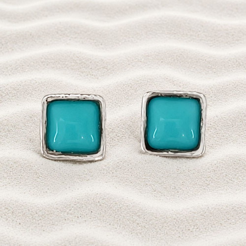 Handmade Gianniotika Earrings Silver 925 And Turquoise Stones New