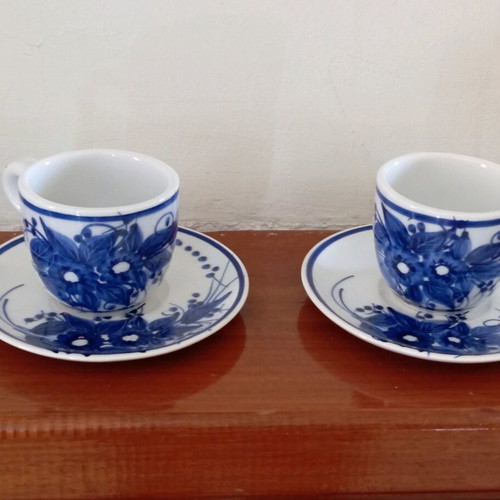 Handmade coffee cups painted by hand, like new, set of 2