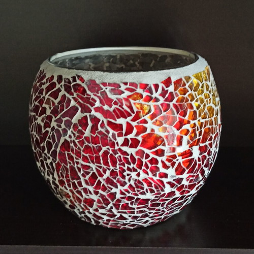 Decorative mosaic glass candle holder like new