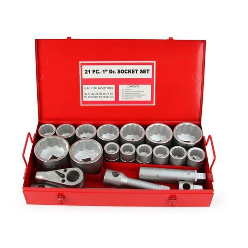 Gedore socket set 21 pieces new, chrome-vanadium steel, 1 inch, 30-80 mm