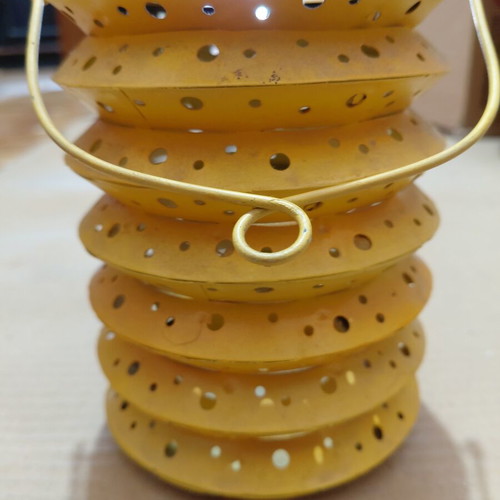 Metal yellow lantern like new, suitable for tealight or candle