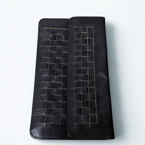 Vintage black leather clutch
