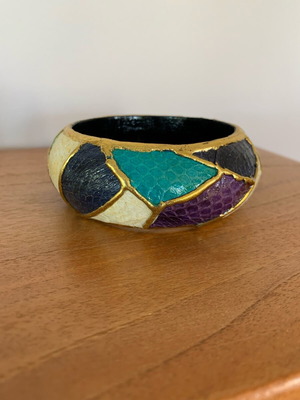Vintage handmade bracelet like new made of tropical wood and leather