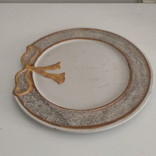 Christmas decorative platter used with silver glitter