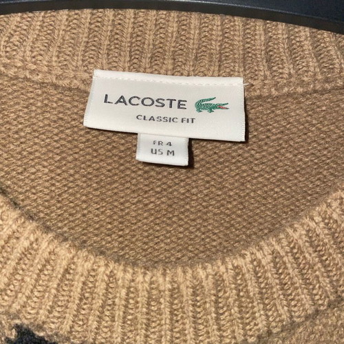 Lacoste sweater new, size Medium, beige and brown