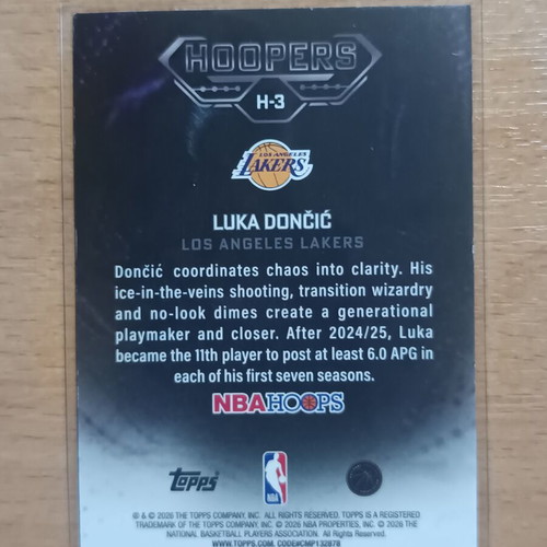 2025-26 Topps NBA Hoops Luka Dončić Hoopers Insert #H-3 Los Angeles Lakers