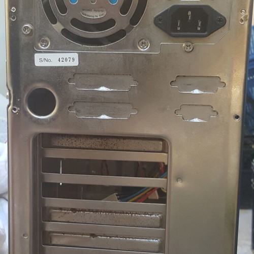 Retro AT computer case with 5.25 floppy drive and power supply used