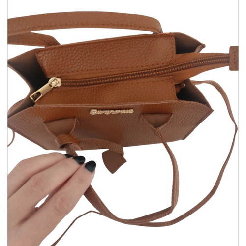 Handbag and crossbody bag new brown with zipper