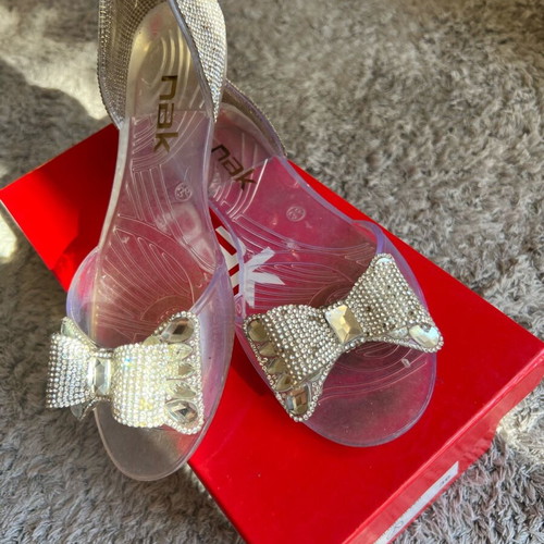 Nak jelly shoes used, size 36, silver