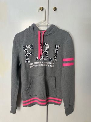 Grey fuchsia hoodie size M like new