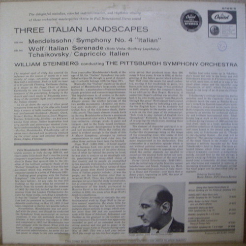 Three Italian landscapes LP used, classical music