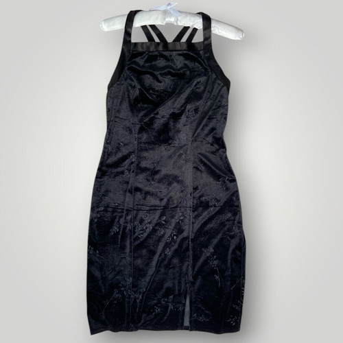 90s velvet dress used, black, size S