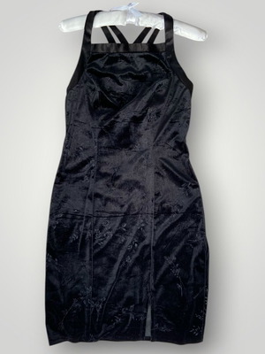 90s velvet dress used, black, size S