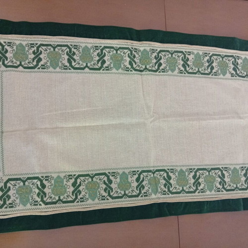 Handmade counted cross-stitch table runner, 43x87 cm