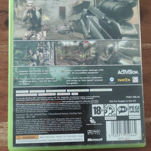 Soldier of Fortune Xbox 360 game, English version