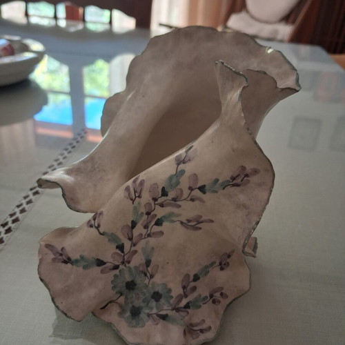Vintage handmade ceramic vase "Effi Hellas" 1985, floral design
