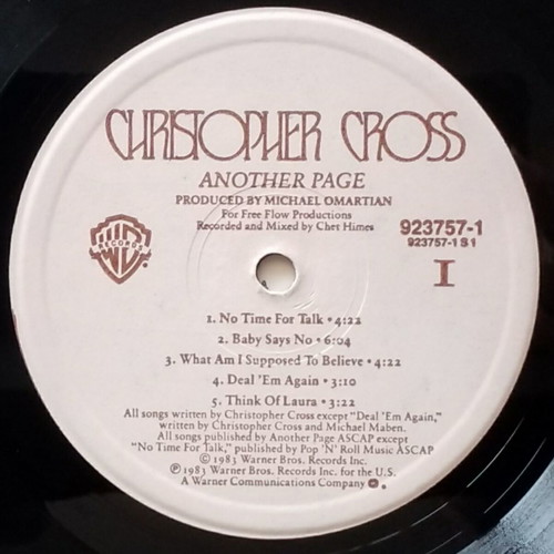 Christopher Cross Another Page vinyl LP album, rock