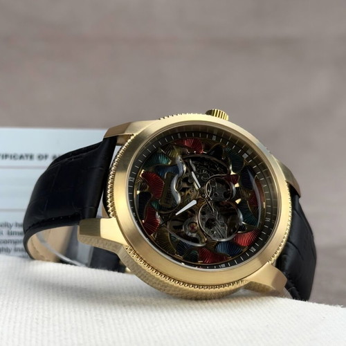 Heritor Automatic watch Emmanuel HERHS3703 new, black leather strap