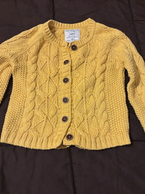 M&S girls cardigan used, yellow, size 4-5 years