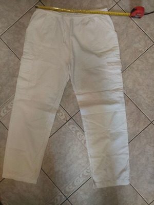 Linen cargo pants unisex like new, white, cotton drawstring