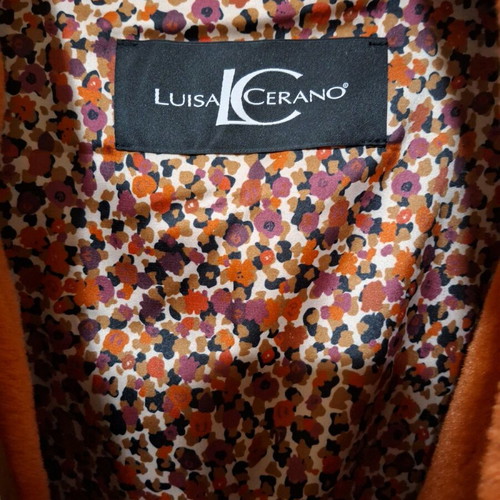 Luisa Cerano synthetic fur orange like new with hood