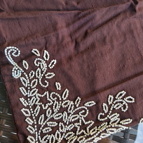 Decorative pillowcase new embroidered with beads brown