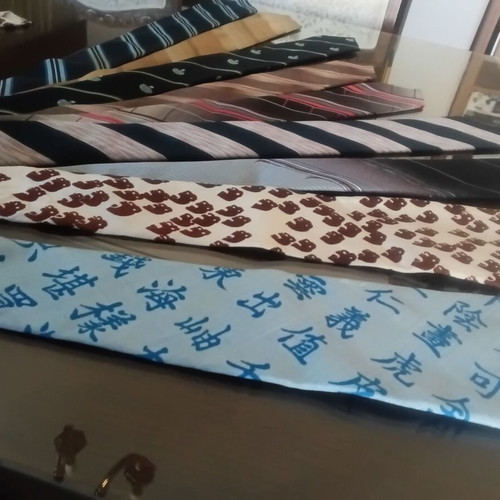 Ties set of 9 used, 2 pure silk with unique patterns