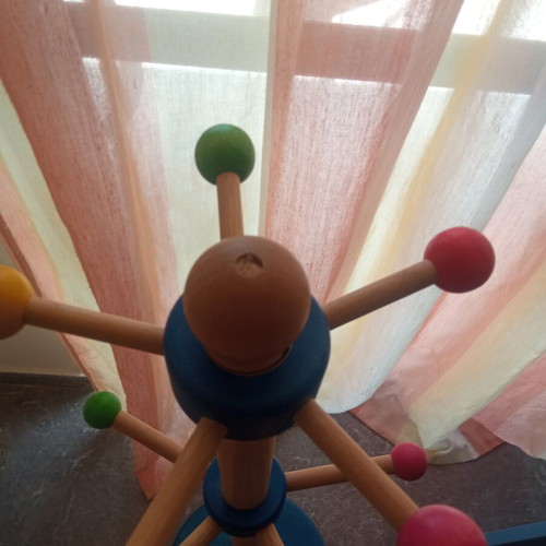 Children's colorful wooden coat rack used, height 1.10m